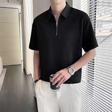 轻熟风~2025夏季冰丝拉链领T恤衫T2005/P48，男装T恤，电商B331