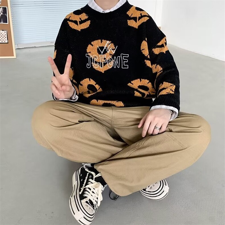 美式圆领毛衣男慵懒风休闲针织衫J233P32,男装针织衫/毛衣,星座1116-2