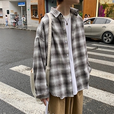 男青少年休闲格子衬衫百m搭长n袖衬衫CS02，男装衬衫，电商A132（原电商B245）