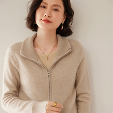 时尚高领加厚羊绒开衫显瘦保暖女士外套，女装羊绒衫，尚达羊绒