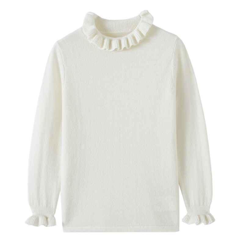 秋冬儿童纯山羊绒衫领口袖口花型软糯亲肤套头衫，童装儿童羊绒衫，瑞上羊绒