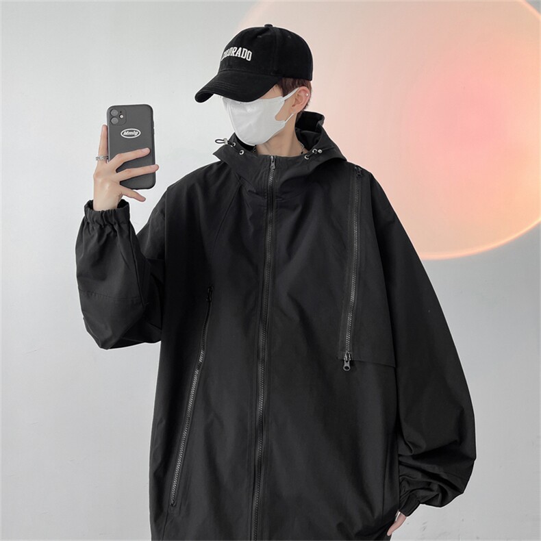 JK8109/P65秋装新品冲锋衣男风衣夹克美式机能工装多拉链外套连帽,男装夹克,电商A141