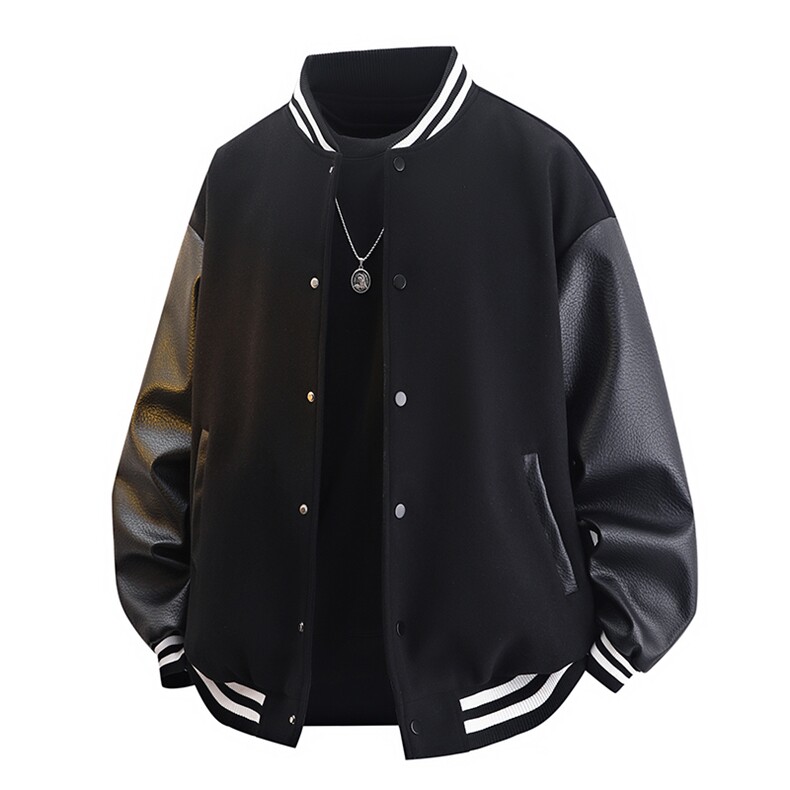 数据复古棒球领拼接夹克宽松情侣外套街头棒球服JK2709P65,男装夹克,电商A128