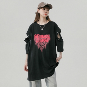 夏季潮流水洗渐变背心短袖两穿T恤女DT66001 P45控68图片