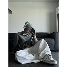 半拉链连帽毛衣男冬季韩版慵懒风针织衫oversize外套潮M2319，男装针织衫/毛衣，星座1116A（原606A-3）