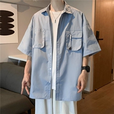 W482-P38新款夏季潮流气质百搭青春流行五分袖简约潮纯色衬衫，男装T恤，星座911-1