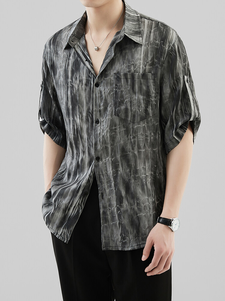 夏季男士七分袖扎染衬衫男休闲宽松衬衣A236-0853-特P35,男装衬衫,电商A236