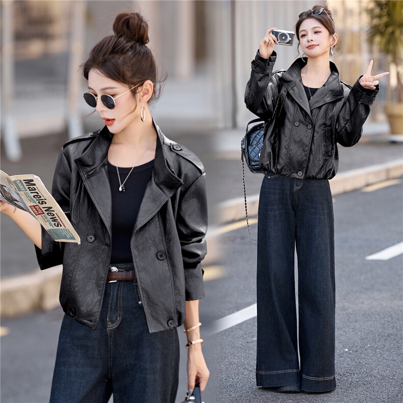 pu皮衣外套女2026春季新款小个子高级感美拉德酷飒风显瘦短款夹克,女装皮衣,瑶迪依秀