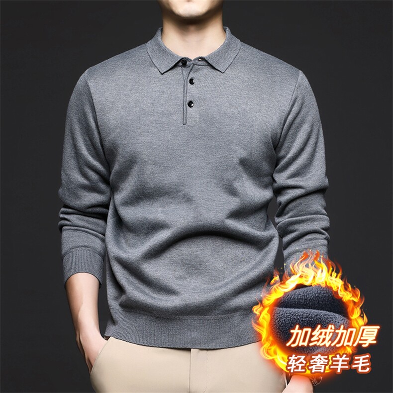秋冬季男士绵羊毛POLO衫加绒休闲商务半翻领休闲打底衫保暖内搭男,男装针织衫/毛衣,钱塘6003（原4033）