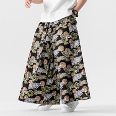 24夏季大码风直通阔腿长裤潮新中式裙裤男女汉服K252/P70，男装民族服装，电商A221A