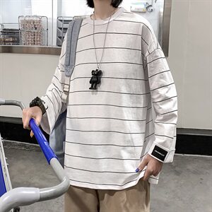 【】A003-T717-P40 夏季新款条纹七分袖T恤 女模2图片