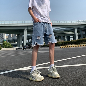 现货 夏季美式复古毛边短裤五分乞丐破洞牛仔裤男 K5808-P35 控58图片