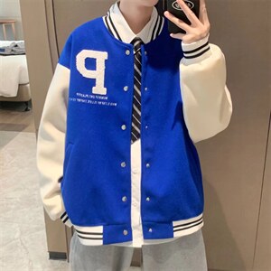 复古美式街头棒球服外套男字母刺绣潮宽松高街拼接夹克JK725-P55，男装夹克，星座1008-1