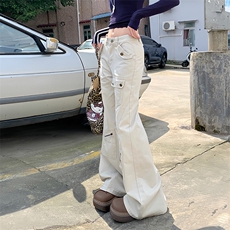 美式工装牛仔裤男女2026春夏低腰直筒宽松阔腿微喇叭裤YD307-P70，男装牛仔裤，星座509