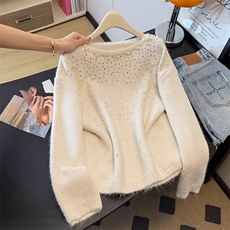 毛衣女冬季加厚外穿内搭套头圆领短款小个子时尚针织衫打底衫上衣，女装针织衫/毛衣，暖姿羊绒