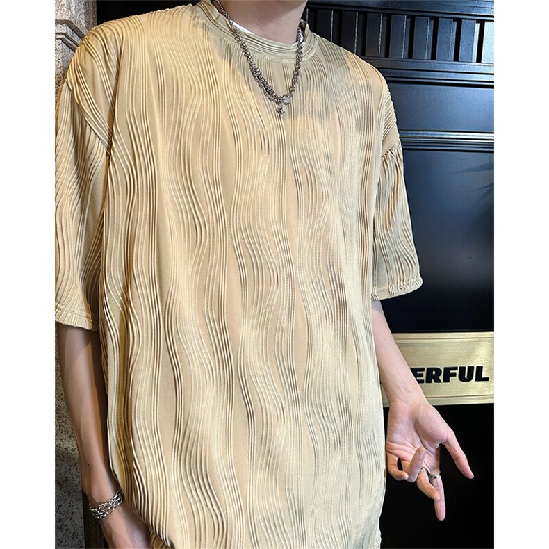8XL-M特大码夏季短袖冰丝皱感透气T恤男潮垂感宽松半袖DX305P45,男装T恤,电商D206-1