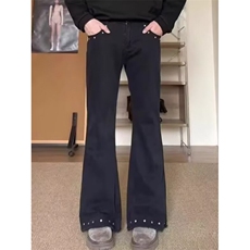 复古铆钉牛仔裤男女美式cleanfit设计感休闲长裤K7154-P42网图，男装牛仔裤，电商B245