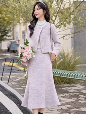 <现货>2026年新款小香风时尚套装高级感外套长款半身裙两件套春季，女装套装/套裙，众宇琦
