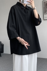 CS1135-P45控78夏季棉麻透气冰丝五分袖短袖大码男士衬衫，男装T恤，电商A059