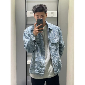 网图有货 做旧破坏线条肌理感宽松牛仔夹克外套男 J09-P75图片