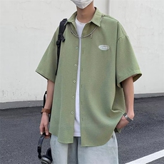V1960-P38青春流行夏季潮流衬衫新款气质休闲慵懒潮牌帅气五分袖，男装衬衫，星座1608