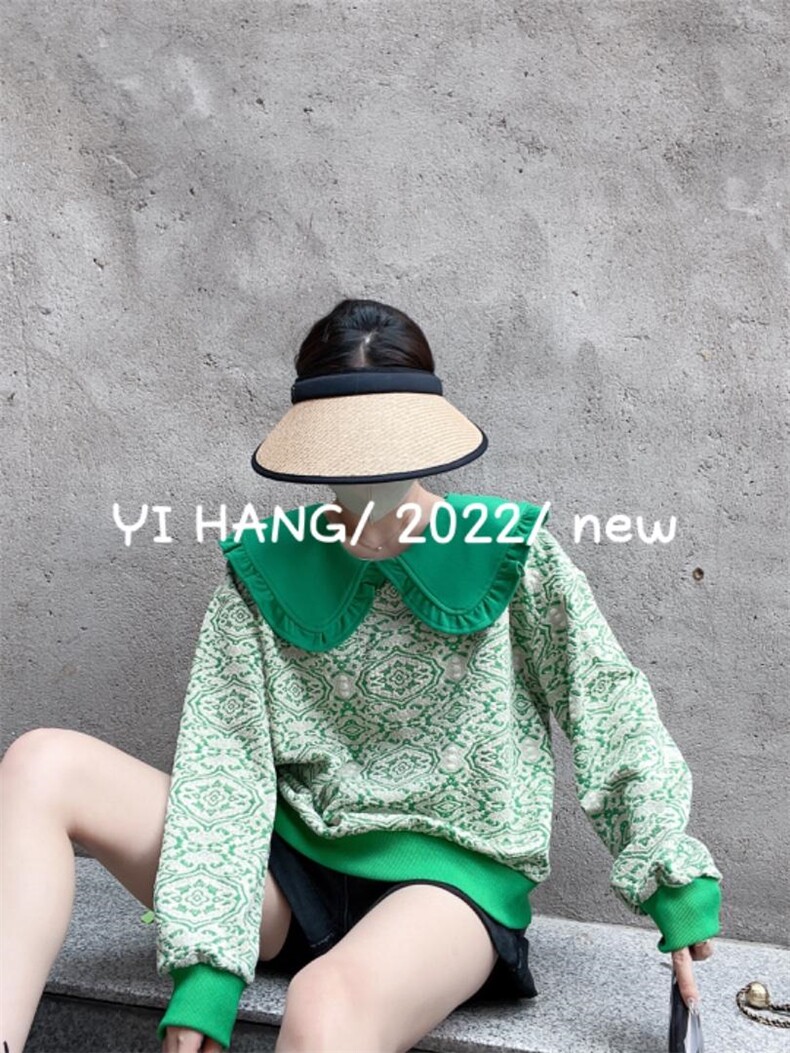 针织提花学院风卫衣，女装卫衣/绒衫，一杭