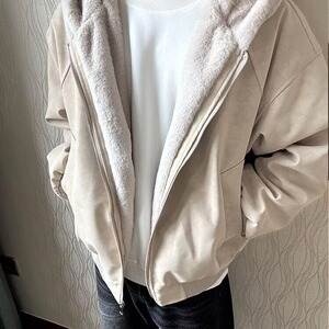 荔枝纹PU皮棉衣座山雕加绒夹棉连帽棉服男女冬季加厚保暖情侣外套图片