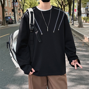 W237/特P28秋装新款卫衣男明辑线铆钉长袖t恤男美式打底衫上衣图片