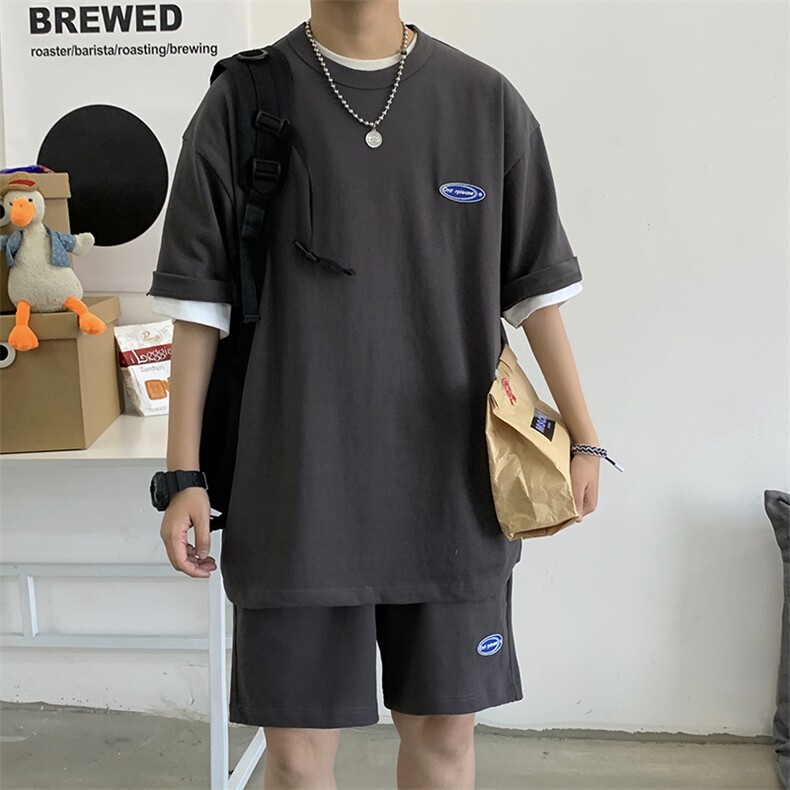 2021新款短袖T恤男生套装短裤宽松男装2296023P68,男装休闲套装,星座229