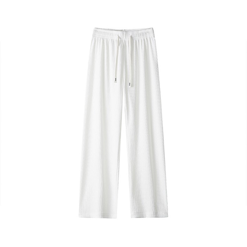 白底平铺立体褶皱肌理感休闲裤男夏季冰丝薄款运动裤直筒KZ044P50，女装休闲裤，电商B312