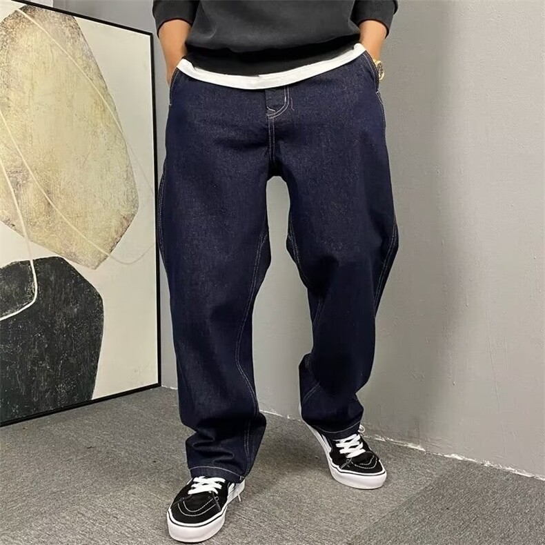 1506/Q7690/P40春秋季美式休闲牛仔男直筒宽松百搭高街阔腿裤子潮,男装休闲裤,星座1506