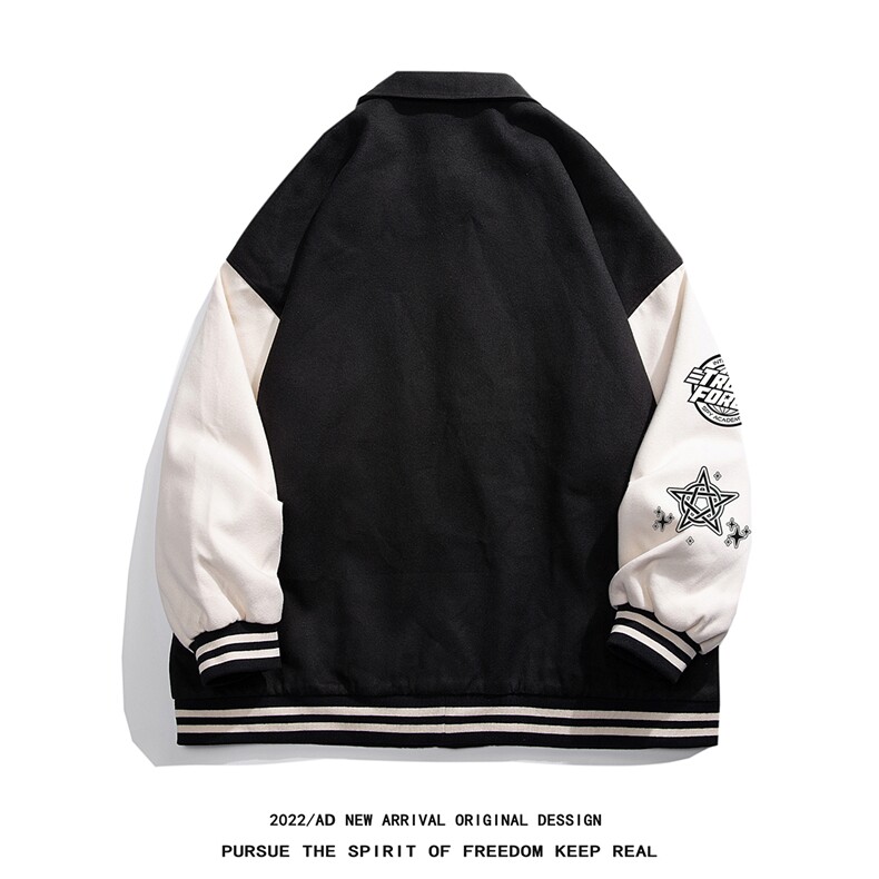 白底23春季新款潮流字母印花翻领棒球服夹克外套G602P85控108,男装夹克,电商A247-1