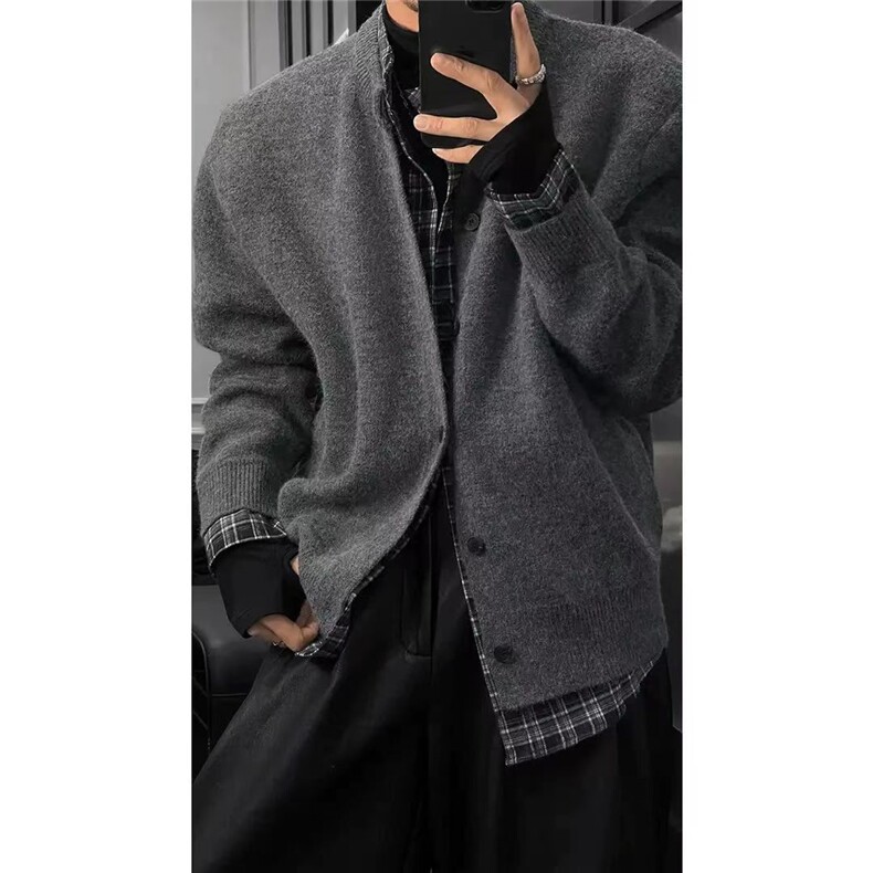 网图慎用高品质假两件格子针织毛衣男MY8522P98，男装针织衫/毛衣，电商B285