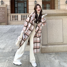 韩版时尚连帽双面羊绒大衣女2025秋冬季新款宽松显瘦长款呢子外套，女装毛呢外套，2C269