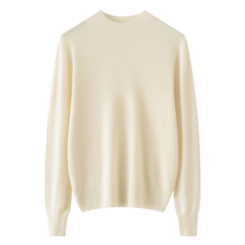 2025春秋新款羊绒衫女100纯山羊绒半高领纯色针织衫时尚百搭打底，女装羊毛衫，昭美纯山羊绒