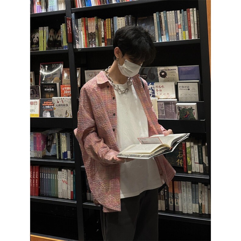 【网图有货】泡泡纱格子衬衫男款色织格纹长袖衬衣T13CC-P42,男装衬衫,星座1007（原301D）