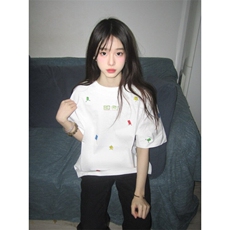 全刺绣纯棉短袖ZX0257-P35，男装T恤，星座313A(原308A-2)