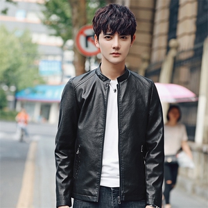 皮衣男青年潮流秋冬季新款修身韩版帅气男士秋装外套皮衣,男装皮衣,星座1508-3