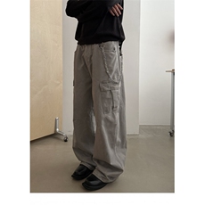 美式高街阔腿工装裤男潮牌褶皱大口袋阔腿休闲裤子KZ133-P58，男装工装外套，星座308B-2