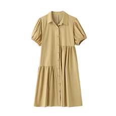 【现货----支持退现】衬衫连衣裙夏季2025新款宽松遮肚子女，女装连衣裙，美沁