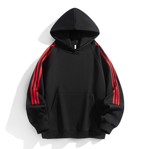 Y6100 P42 港风条纹拼接连帽卫衣男潮流百搭上衣外图片