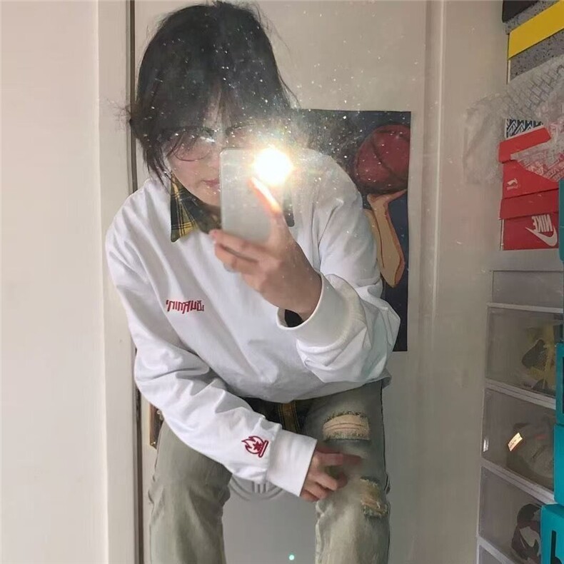 1074#束口长袖-纯棉-火焰刺绣,男装T恤,星座506A