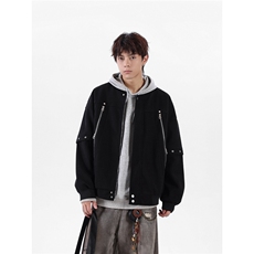 【现货】25秋美式复古拼接棒球服拉链夹克呢外套705-1-W8867-P95，男装夹克，星座705-1