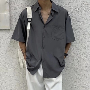 高街短袖衬衫男夏季潮流ulzzang百搭休闲五分袖衬衣CY1207-P26图片