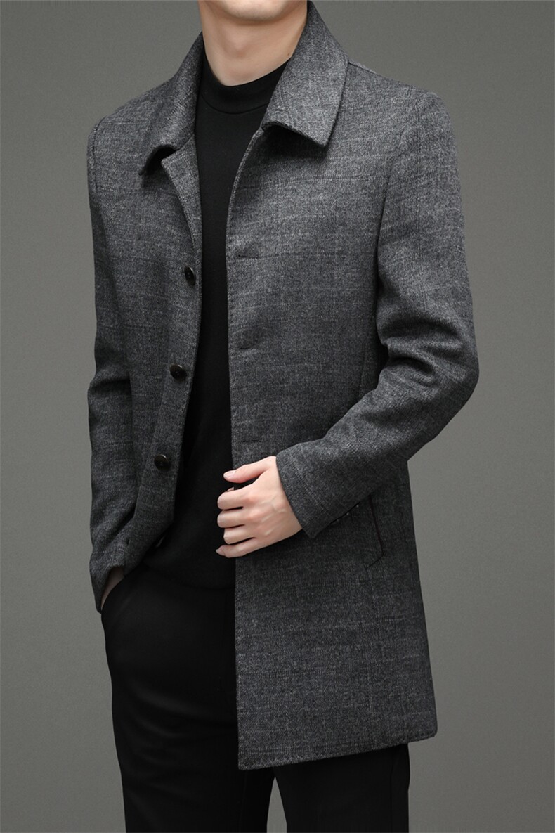 CSYM99701钱塘2020-2中年男士新款商务休闲简约毛呢外套P255,男装毛呢大衣,钱塘207-2