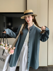 韩版学院风减龄衬衫外套女2025春季新款设计感小众磨毛长袖上衣图片