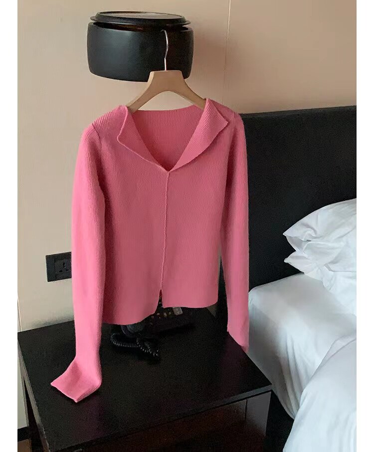 新款针织开衫女V领宽松显瘦长袖叠穿上衣,针织衫/毛衣,半城羊绒
