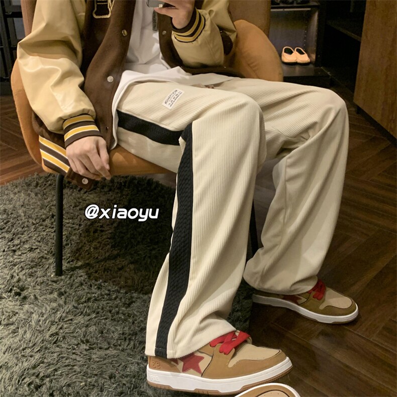 XZ616秋季新款灯芯绒拼接贴标休闲裤TY419P55控68,男装休闲裤,星座512A（原616）