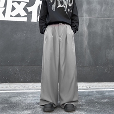 港风休闲西裤男韩版宽松坠感丝滑阔腿潮百搭X4301/P43，男装西裤，电商D202-1