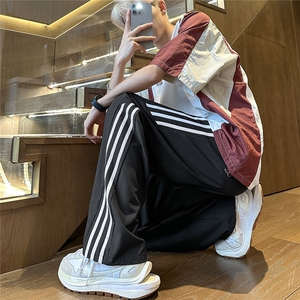 YK127 特P32 控59 品质保障 秋装冰丝垂坠感侧边织带情侣休闲裤图片